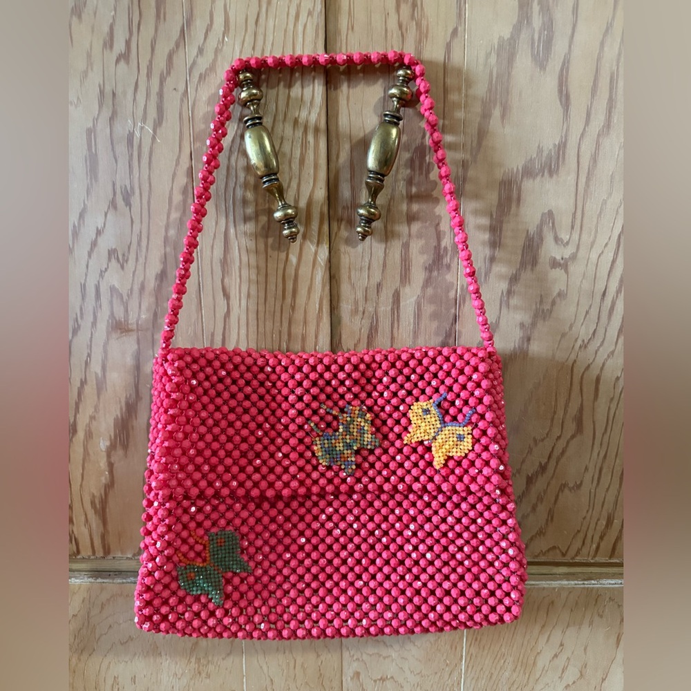 Handcrafted Pink Beaded Bag